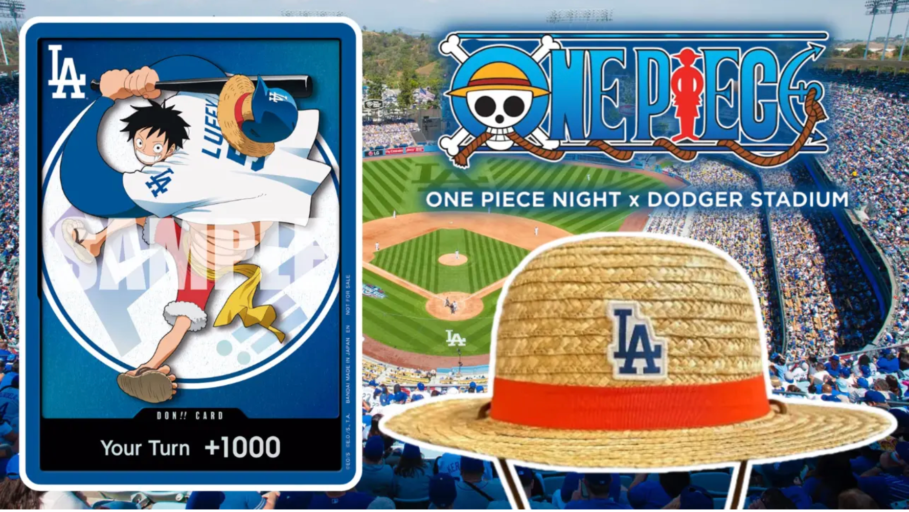 【預訂】One Piece Card Game x 洛杉磯道奇 聯名特製 DON!! 卡 (Luffy 路飛 LA Dodgers Promo)